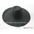 Lady's black straw summer hat with beads